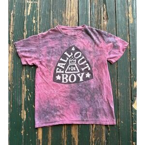 Fall Out Boy Band T-Shirt Pink Purple Tie Dye Graphic Pick Logo Small